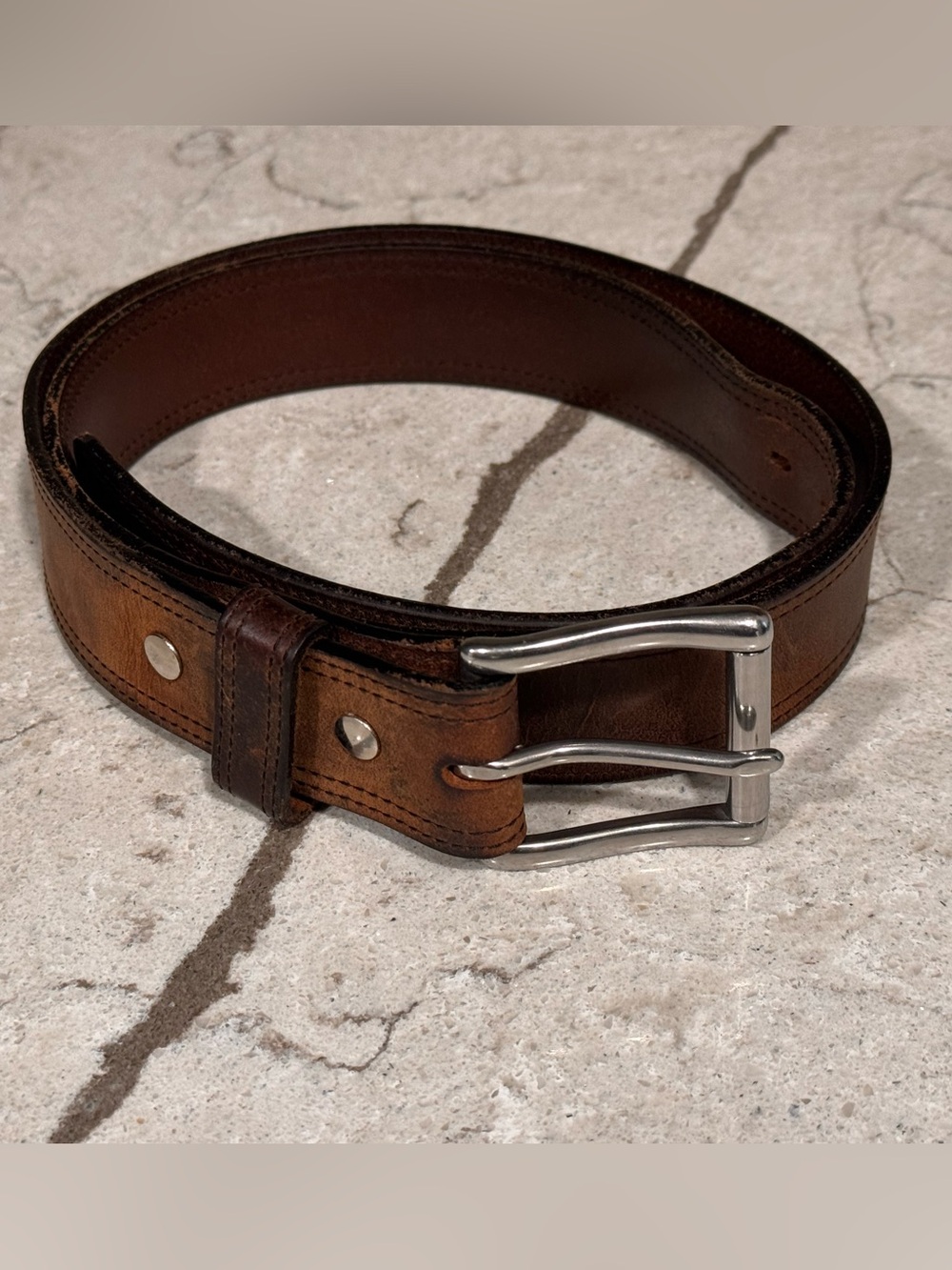 Hanks Belts Men's Brown Leather Belt - Classic Workwear Style